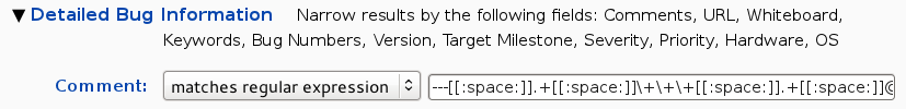 Comment | matches regular expression | ---[[:space:]].+[[:space:]]\+\+\+[[:space:]].+[[:space:]]@@[[:space:]].+@@[[:space:]]