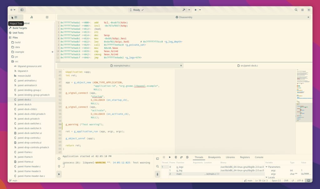 A screenshot of Builder's debugger