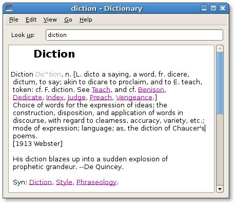 dictionary with syntax highlighting