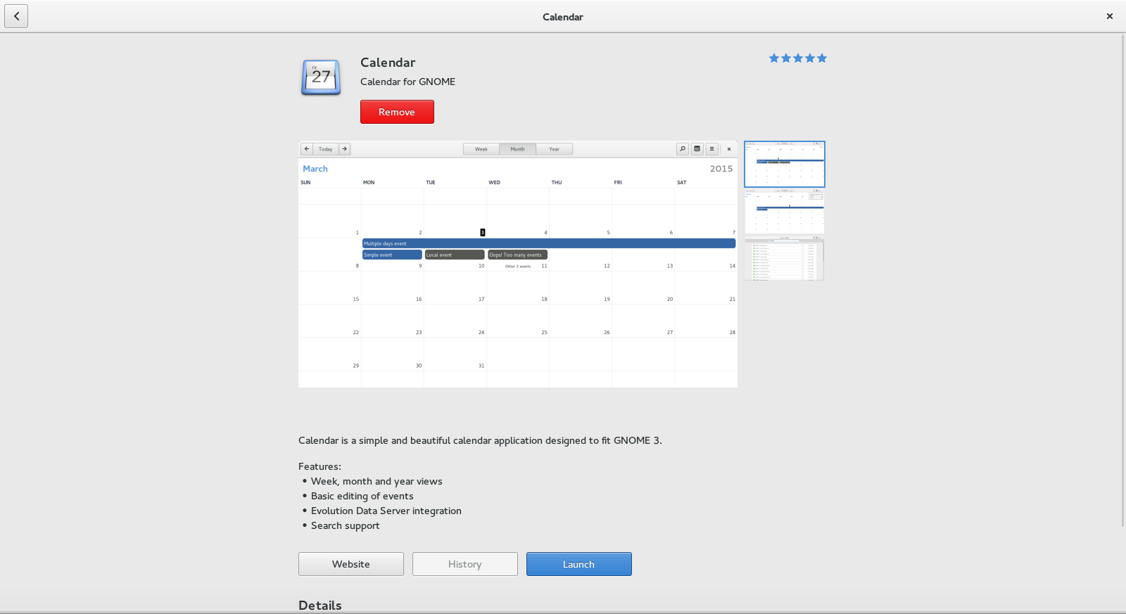 GNOME Calendar in GNOME Software