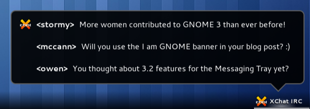 GNOME 3 IRC messages