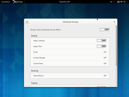 Accessibility settings