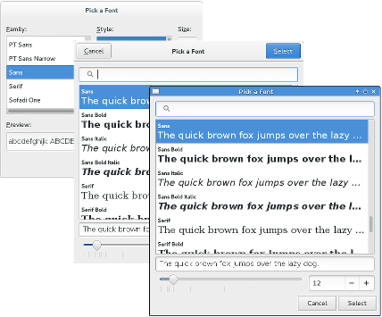 Font Dialogs