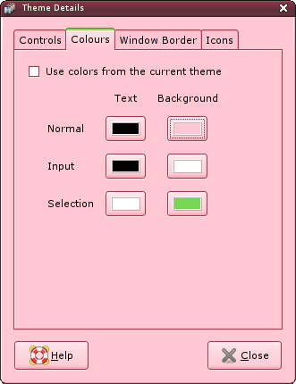 GNOME Theme Manager Colours Tab