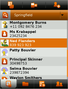 Phone numbers and contact photos in the address book contact list