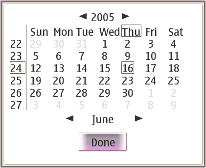 date icon. Clicking the calendar icon on