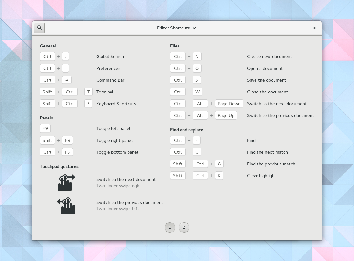 Next document. Gnome hotkeys. Gnome gestures. Touchpad gestures. Gnome активировать окно по сочетанию клавиш.