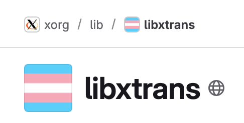 Picture of the libxtrans gitlab repository with a Trans flag as the project banner.