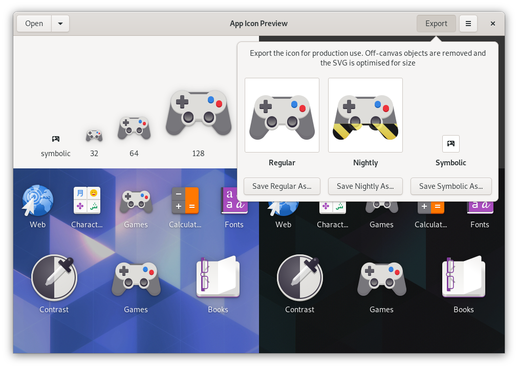 GNOME Games icon in App Icon Preview
