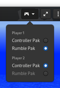 Nintendo 64 controller expansion switcher in GNOME Games
