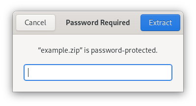 Dialog with password prompt for zip file