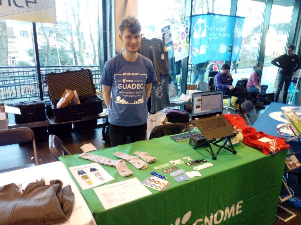 Me at GNOME's FOSDEM booth