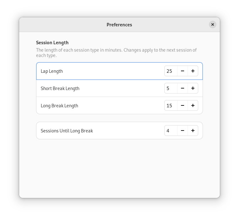 Screenshot of Solanum's Preferences window