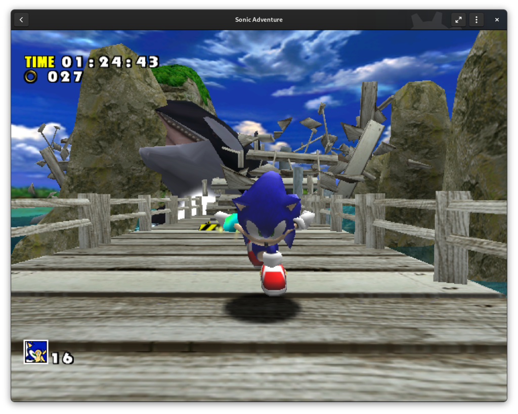 Screenshot of Sonic Adventure running in Games