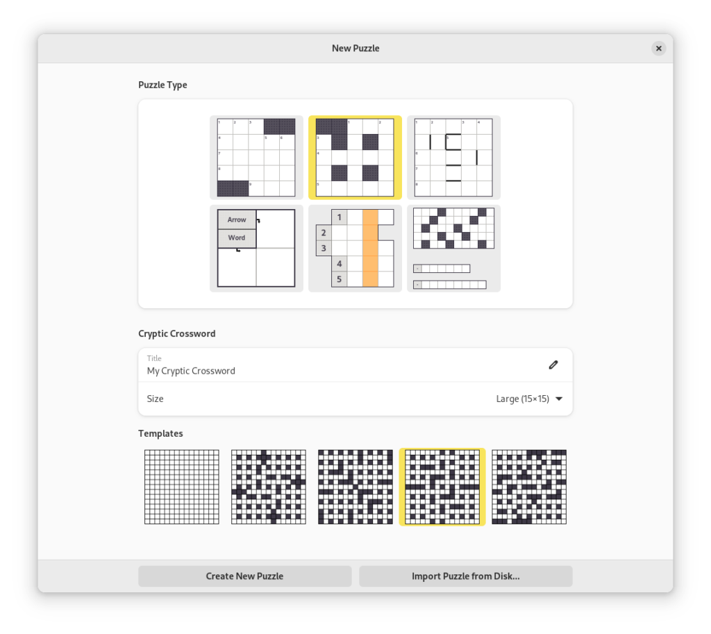 New greeter dialog for the Crossword Editor