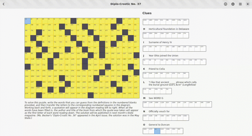 Animation of an Acrostic puzzle being solved