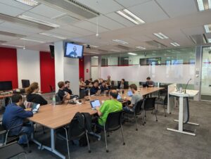 Discussion with remote attendees during the hackfest