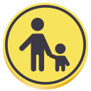 Malcontent icon: Silhoutte of parent and child holding hands