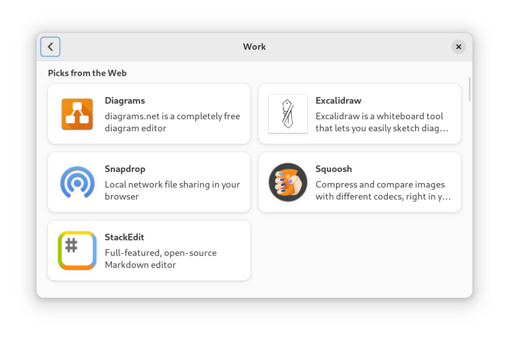 Five "Picks from the Web" In GNOME Software 43